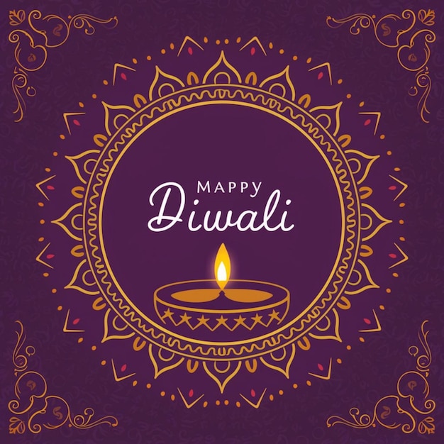 Beautiful purple Diwali greeting card