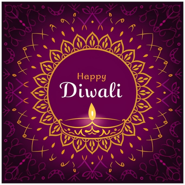 Photo beautiful purple diwali greeting card