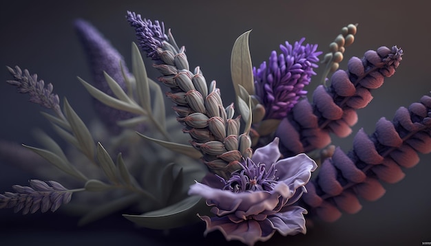 Beautiful purple lavender plant image generative AI