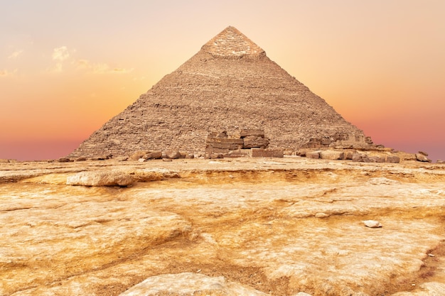 Beautiful Pyramid of Chephren at sunset Giza