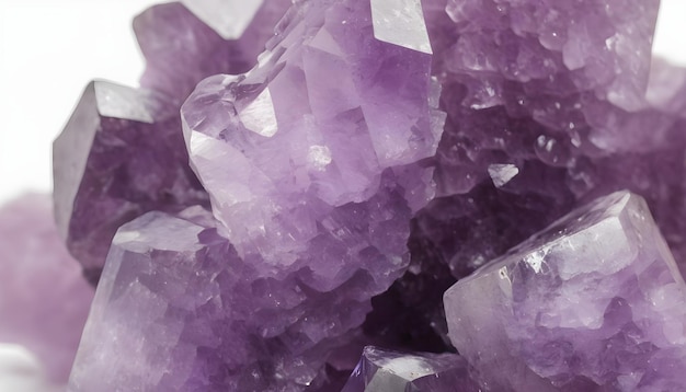 Photo beautiful raw amethyst crystal white background