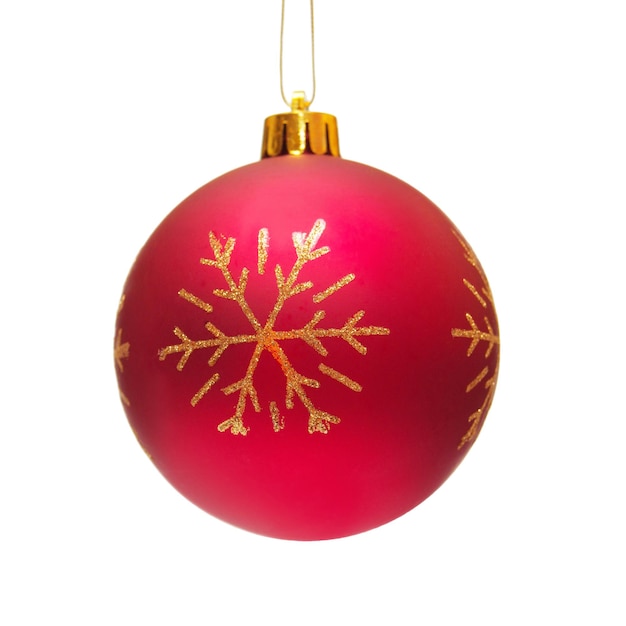 Beautiful red Christmas ball isolated on white background