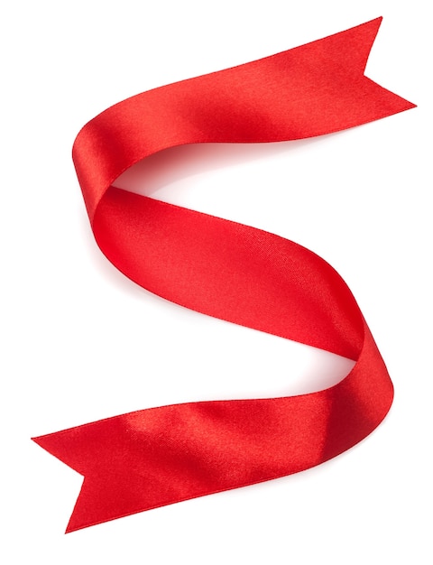 Beautiful red gift ribbon on a white background