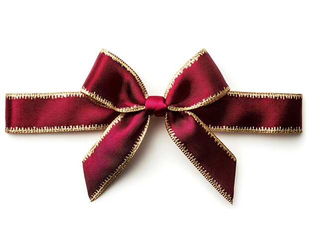 Photo beautiful red and gold ribbon tied into a festive bow on a luxurious golden patterned background for christmas or holiday gift wrapping