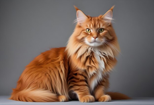 Photo beautiful red maine coon cat