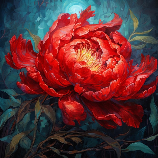 Beautiful red peony flowers images Generative AI