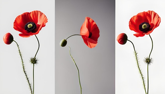 Beautiful red poppy isolated on white background