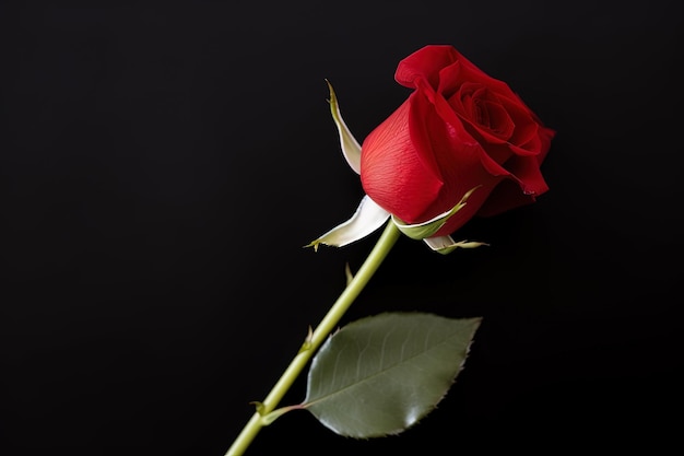 Beautiful red rose as a symbol of love on black background