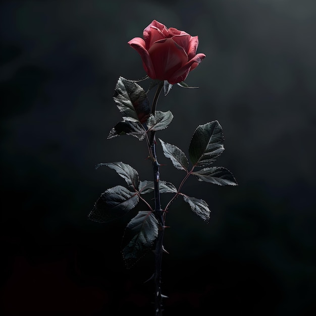 Photo beautiful red rose on a dark background place for text