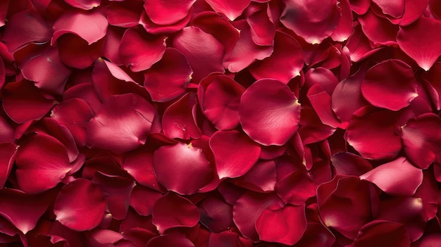 Beautiful red rose petals as background top view