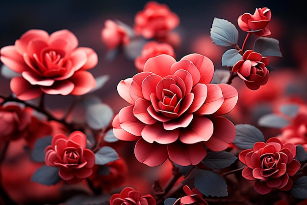 Beautiful red roses in the garden