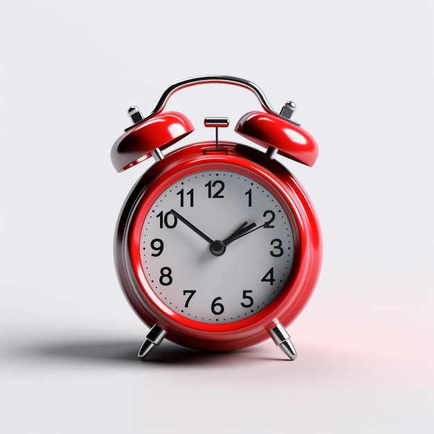 Beautiful red vintage alarm clock isolated picture AI Generated art