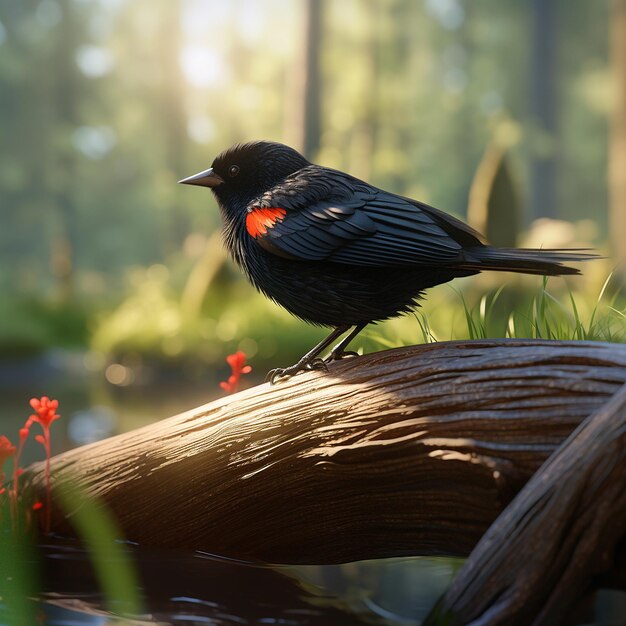 Beautiful red wing blackbird images Generative AI