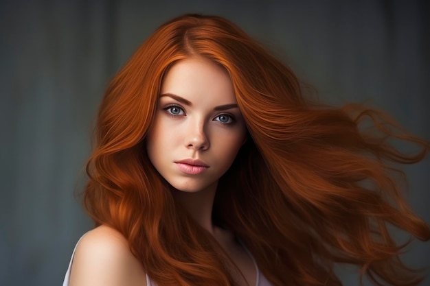 Beautiful redhead hair background copy space