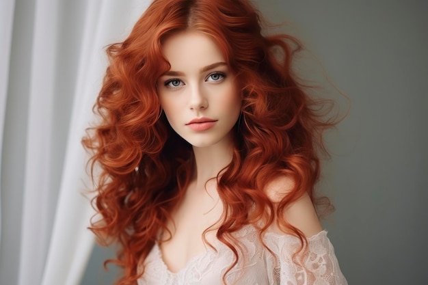 Beautiful redhead hair background copy space