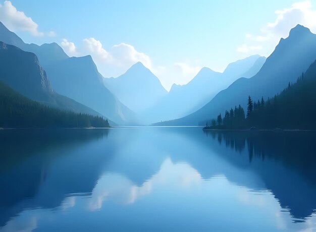 Photo beautiful reflections of the mountains in lake