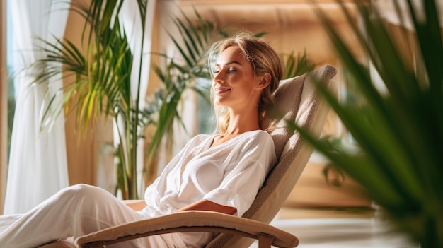 Beautiful relaxed woman sitting