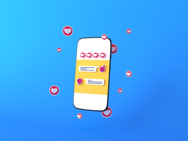 Beautiful rendering of dating app concept