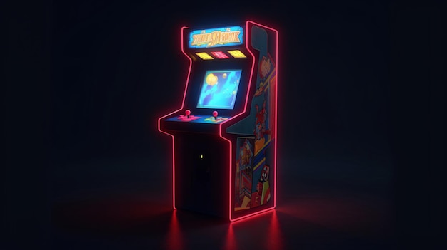 Beautiful retro arcade machine 80s cafe