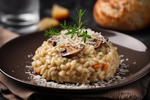 Beautiful Risotto With Mushrooms And Parmesan Cheese Haute Cuisine Generative AI