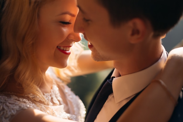 Beautiful romantic couple in love having fun on a sunny day