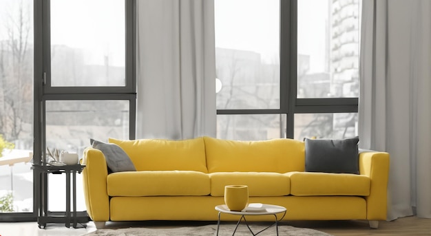 beautiful room with yellow furniture