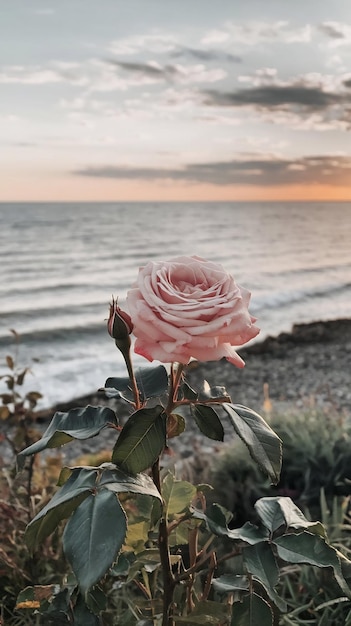 Photo beautiful rose at seaside