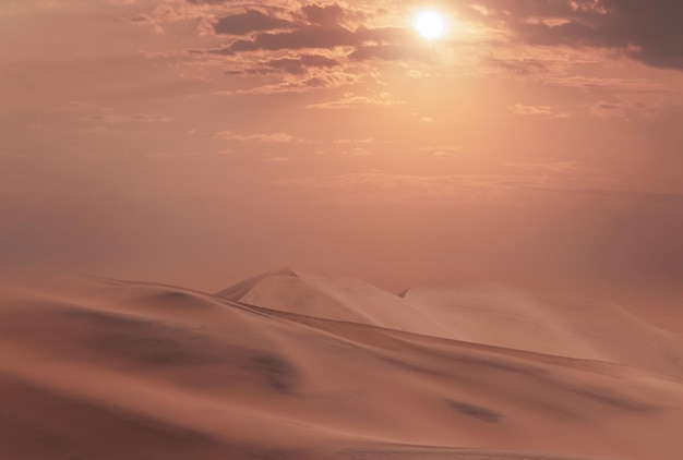 Beautiful sand dunes and dramatic skyin the Namib  desert