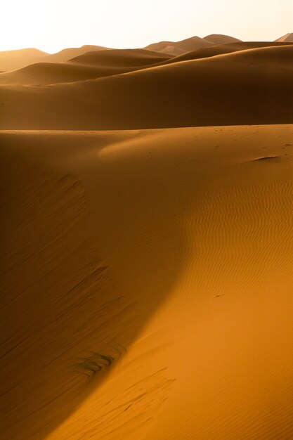 Beautiful sand dunes in the Sahara Desert in Morocco