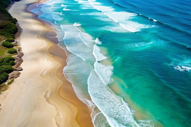 Beautiful sandy beach and soft blue ocean wave