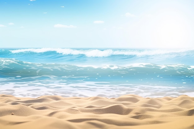 Beautiful sandy beach and soft blue ocean wave