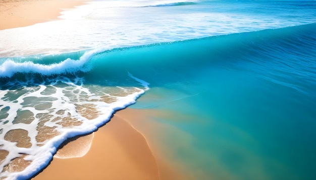 beautiful sandy beach and soft blue ocean wave