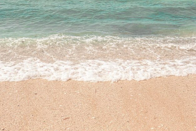 Beautiful sandy beach and soft blue ocean wave