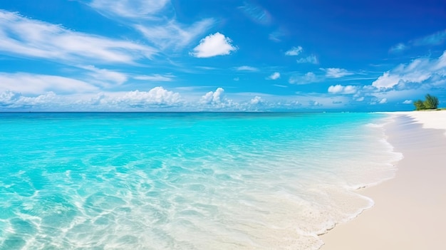 Beautiful sandy beach with white sand and rolling calm