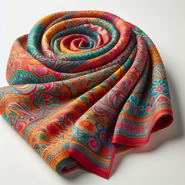 a beautiful scarf with a spiral design on it light color on white background