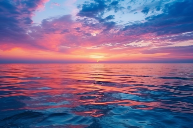 Beautiful scenery of the breathtaking sunrise reflecting in the sea