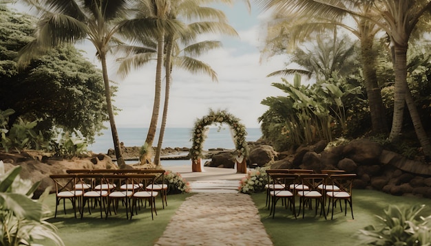 beautiful scenery and flower wedding