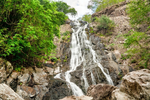 Beautiful scenery of the majestic waterfall