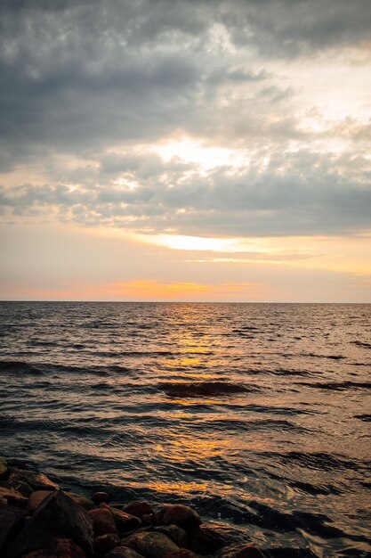 Beautiful scenery of a sea at sunset