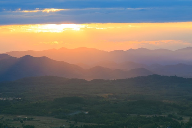 Beautiful scenery during sunrise time at Khao Takhian Ngo  Khao Kho District