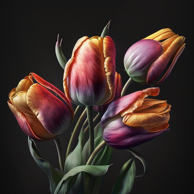 Beautiful scenery tulips flower pictures Generative AI