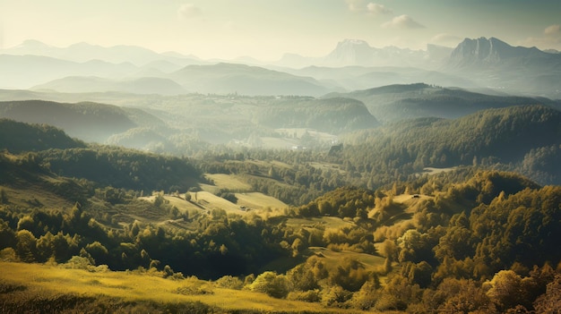 Beautiful scenic landscapes with mountains in Europe Generative AI