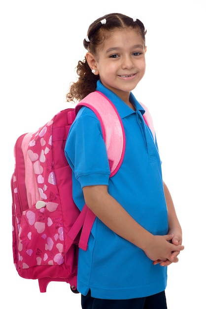 Beautiful School Girl with Backpack