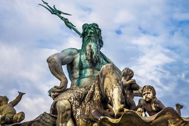 Beautiful sculpture of the city fountain Neptune in Berlin.