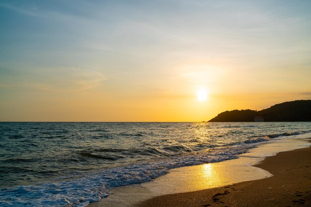 Beautiful sea beach with sunset time