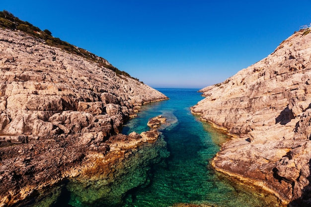 Beautiful sea landscapes on Zakynthos Island in Greece