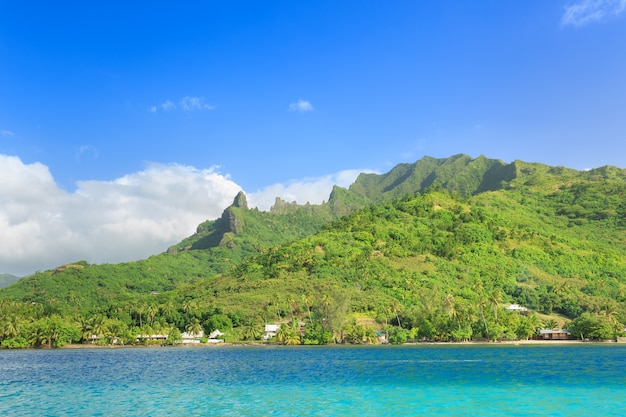 Beautiful sea and Moorae Island at Tahiti 