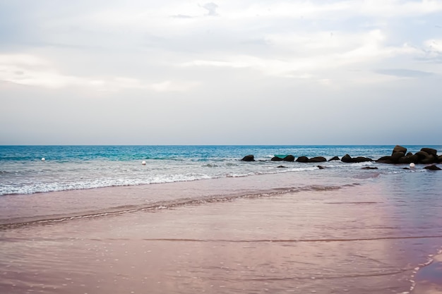 Beautiful sea or ocean horizon coast view from tropical sand beach summer vacation travel and holiday destination