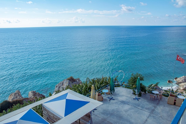 Beautiful sea view from the coastal cafe