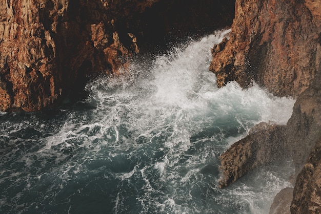 Beautiful sea waves and rocky